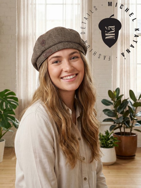 Кепка с козырьком, 8ми-клинка Мужская-Унисекс TWEED EDINBURG LATE MIST из твида (Плотная Костюмно-Блейзерная ШЕРСТЬ) TWEED.8-EDINBURG/LATE.MIST